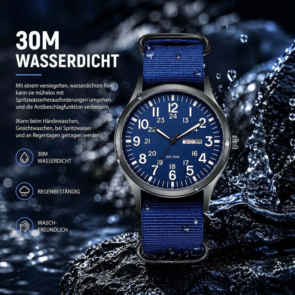 Orologio da Uomo | Orologio Outdoor con Cinturino in Nylon | Impermeabile e Antigraffio | Felswacht