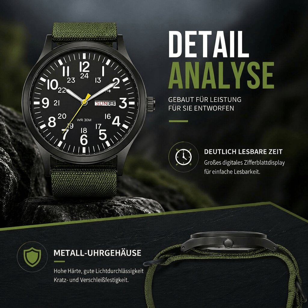 Orologio da Uomo | Orologio Outdoor con Cinturino in Nylon | Impermeabile e Antigraffio | Felswacht