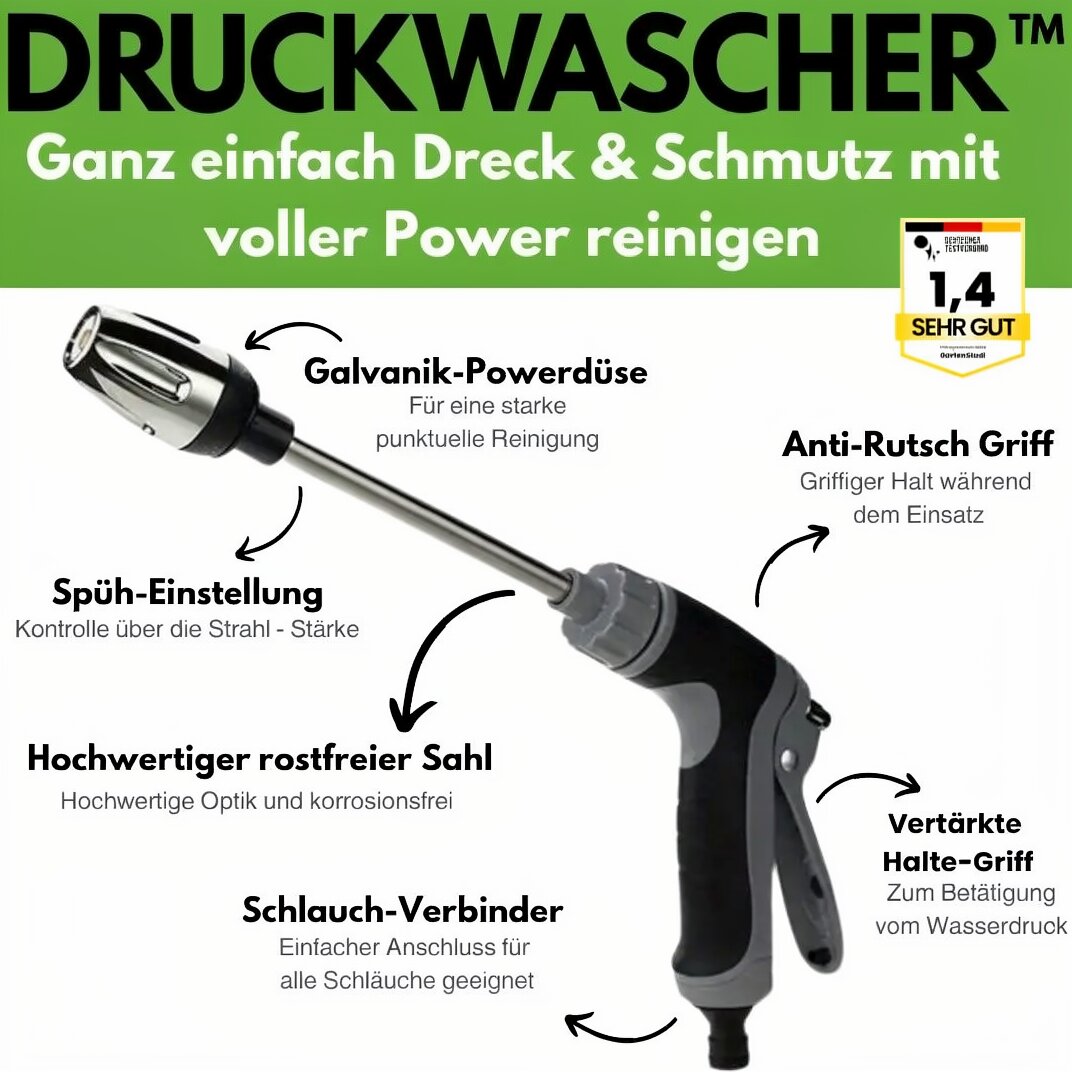 Idropulitore per tubo da giardino | Pulitore per superfici | PressWash