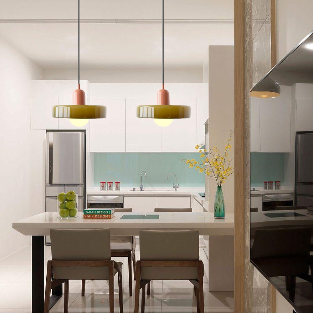 Liora Bauhaus Lampadario in Vetro con Regolazione dell'Altezza