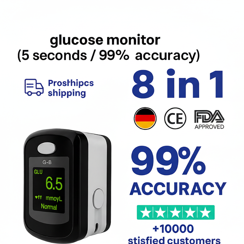 Monitor Glucosio nel Sangue Non Invasivo — Lettura in 5 Secondi | - 99% di Precisione 8-1