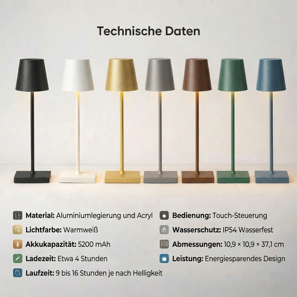 Lampada da tavolo senza fili | Lampada da tavolo con batteria | TavoloLuce