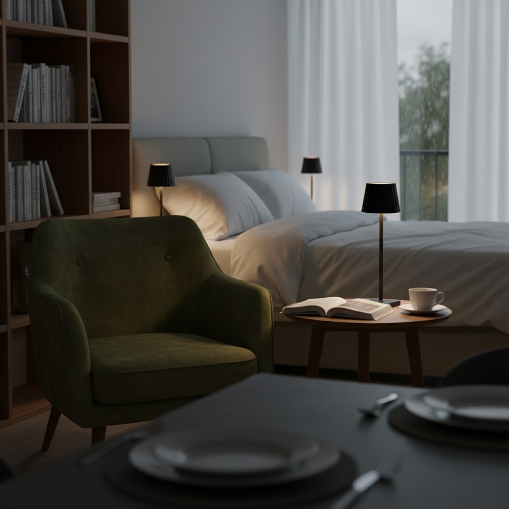 Lampada da tavolo senza fili | Lampada per soggiorno | Moderno lampada da tavolo con batteria | VelaLume