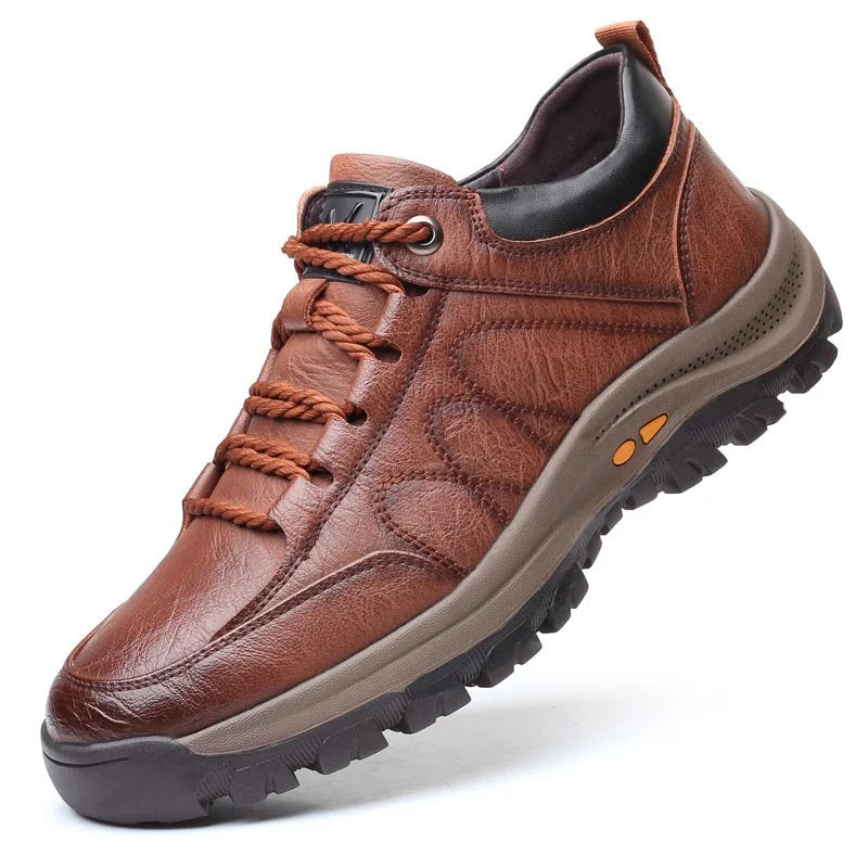 Brehn | Scarpe da uomo casual cucite a mano | Vera pelle di bovino | Design ortopedico a tre punti di supporto | Suola in gomma antiscivolo | Impermeabile e traspirante | Nero e Marrone