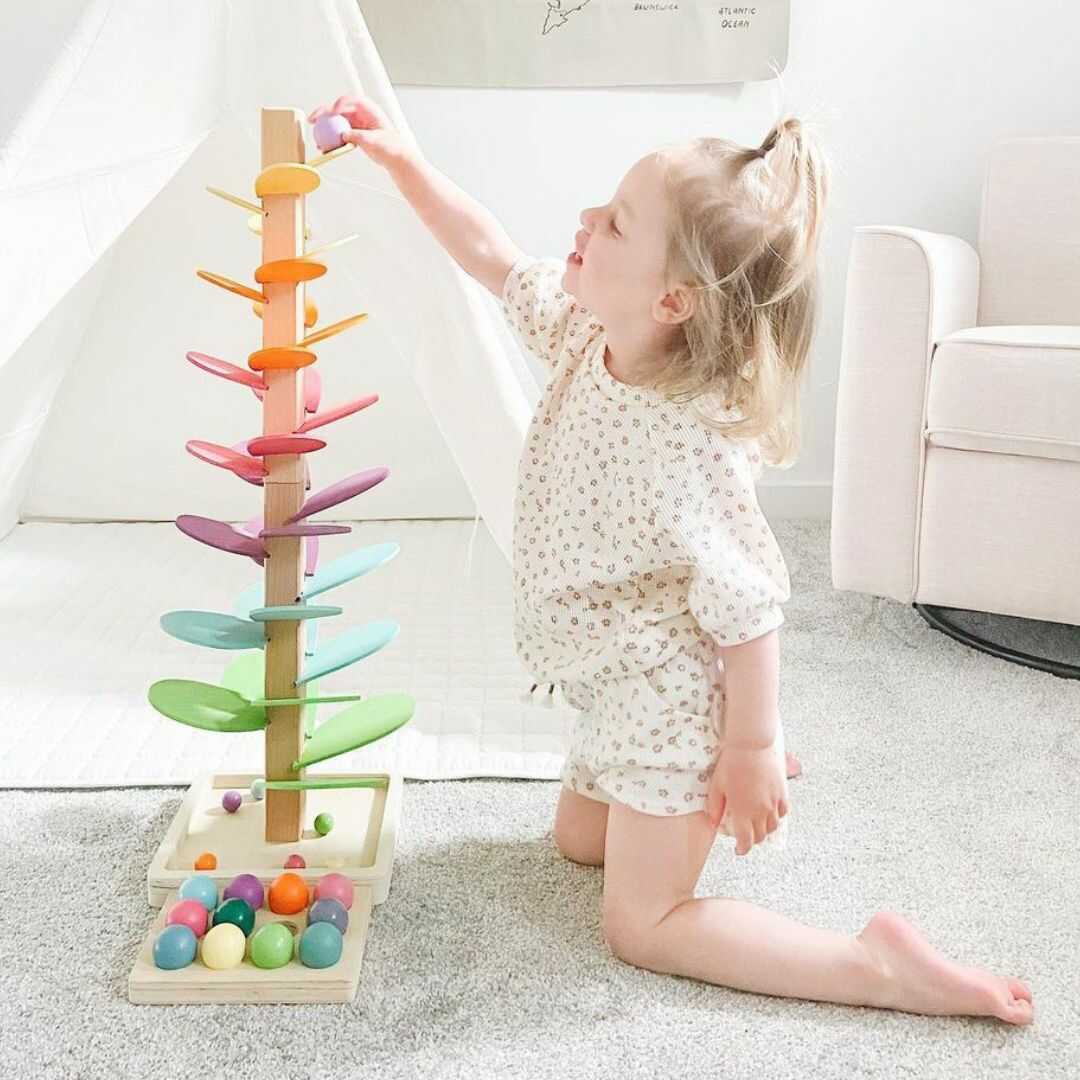 Kugelbahn | Pista di biglie in legno per bambini a partire da 1 anno | KlangRegen