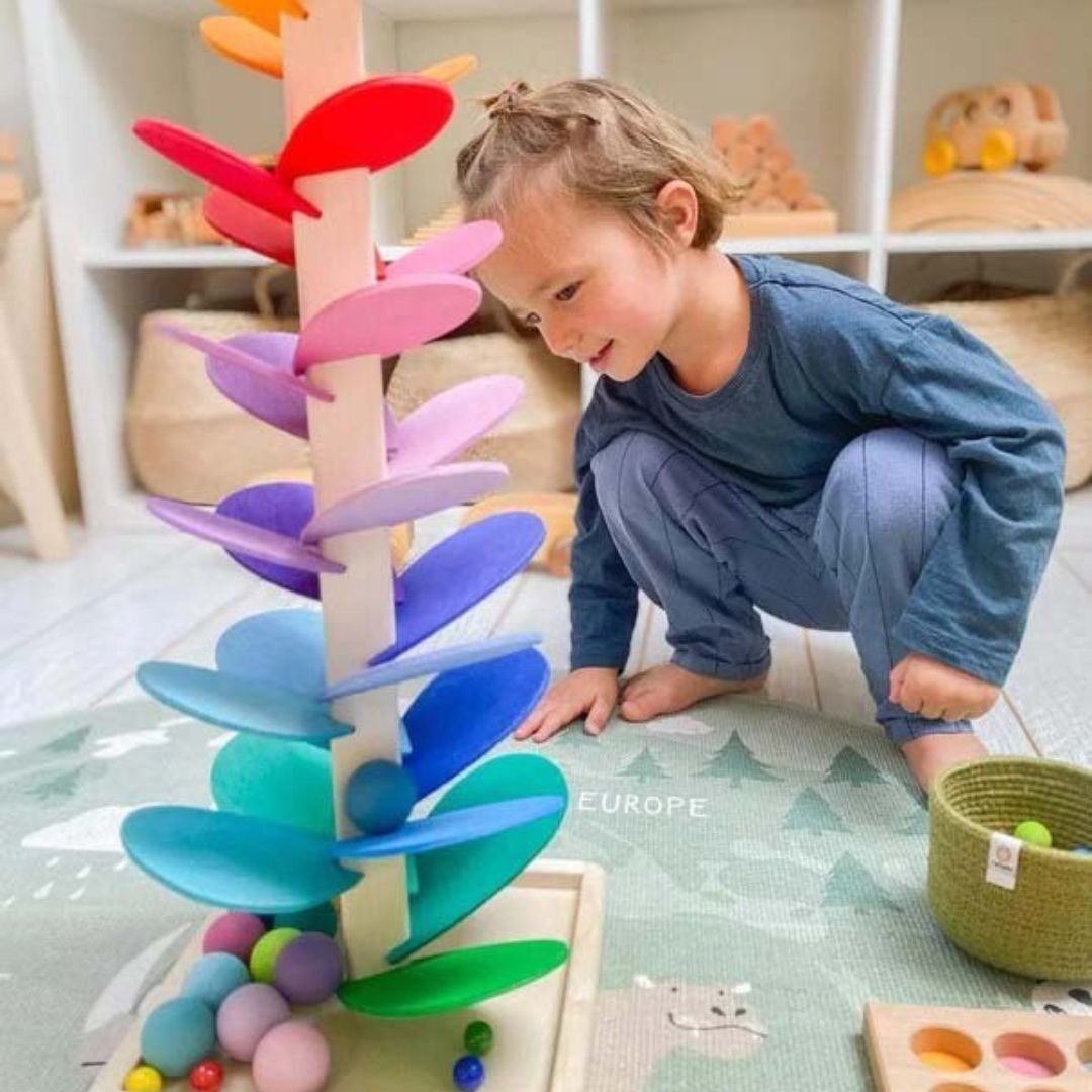 Kugelbahn | Pista di biglie in legno per bambini a partire da 1 anno | KlangRegen