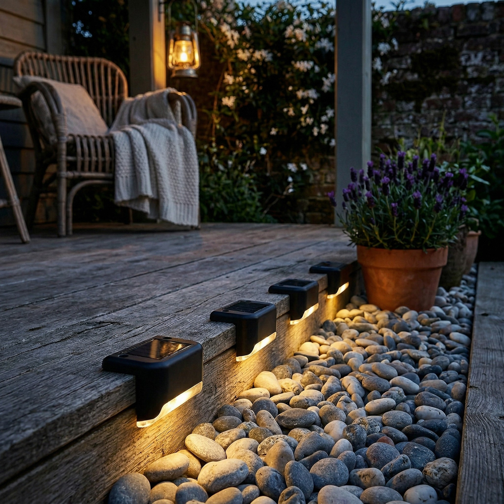 Luci Solari per Scale LED Senza Fili Autoadesive Impermeabili per Esterni Giardino
