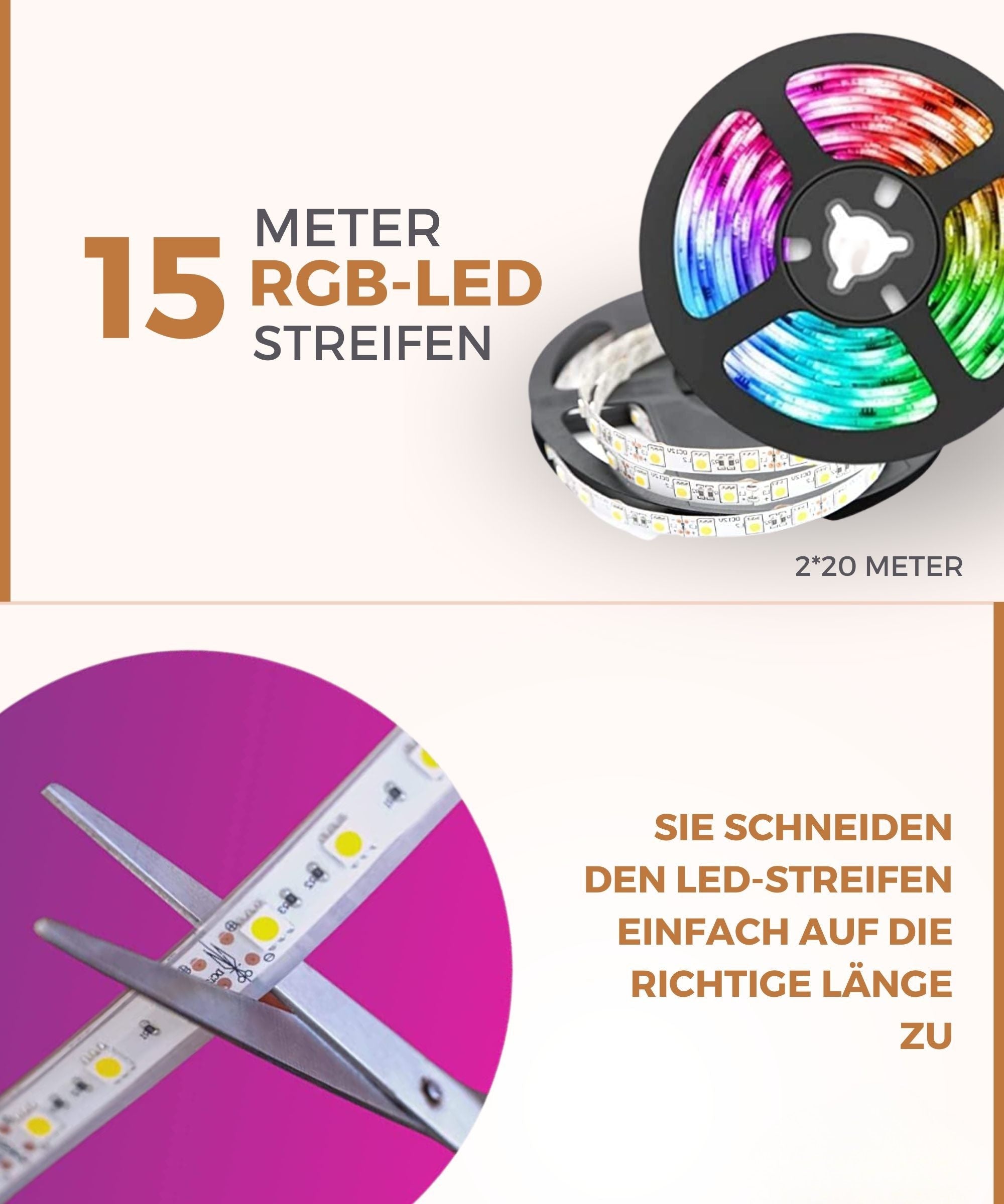 Striscia LED 15 Metri | Striscia LED con App e Telecomando | Illuminazione LED | StreifLux