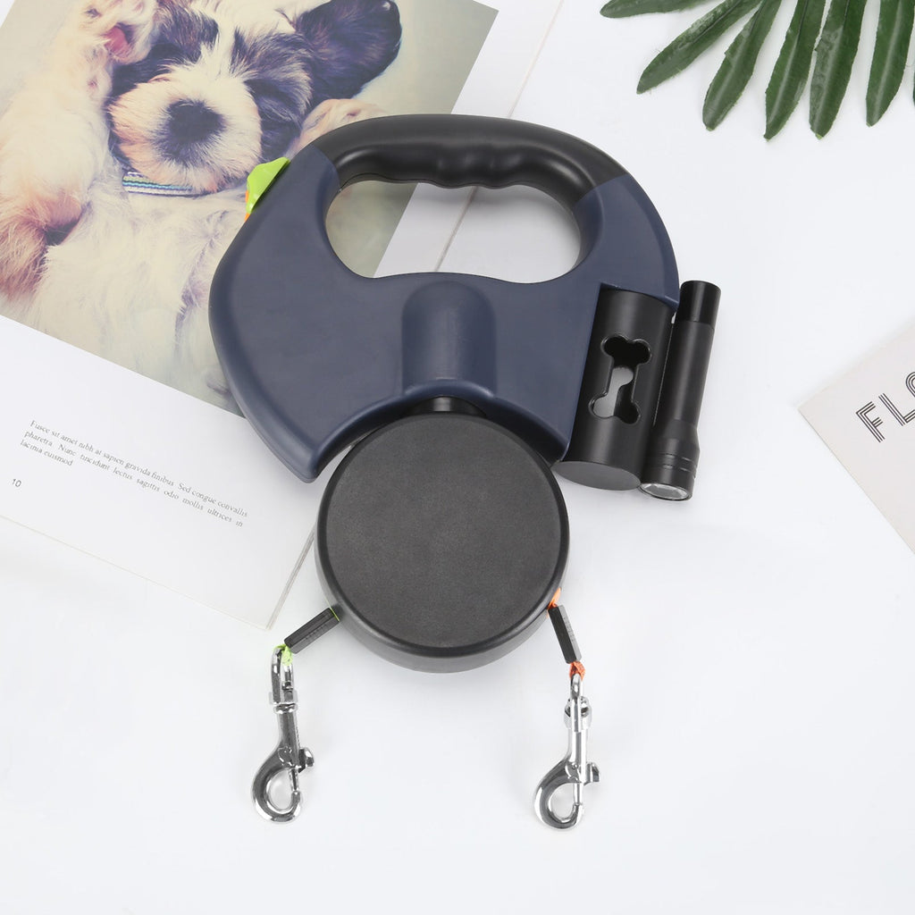 Guinzaglio doppio per cani con porta sacchetti e luce LED | LeinenMeister