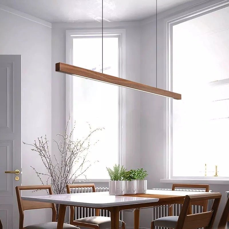 Lampada a sospensione LED in legno regolabile SolaraWood per sale da pranzo