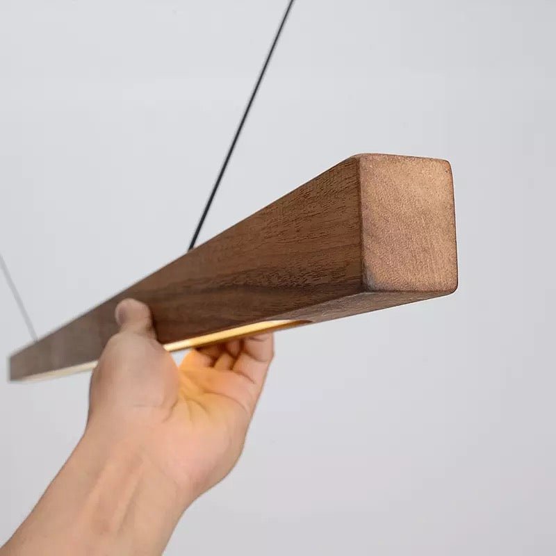 Lampada a sospensione LED in legno regolabile SolaraWood per sale da pranzo