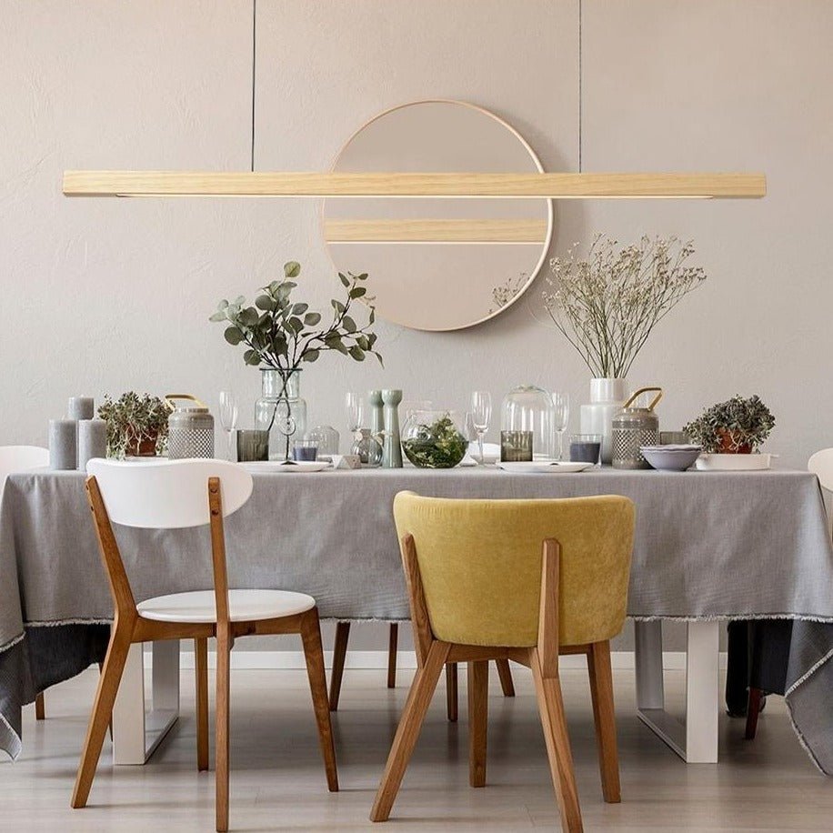 Lampada a sospensione LED in legno regolabile SolaraWood per sale da pranzo