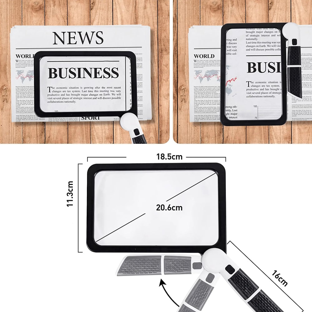 Brehn | Lente d'ingrandimento portatile a pagina intera – ingrandimento 5X, lente d'ingrandimento a LED con 3 modalità, ideale per la lettura di libri e per anziani