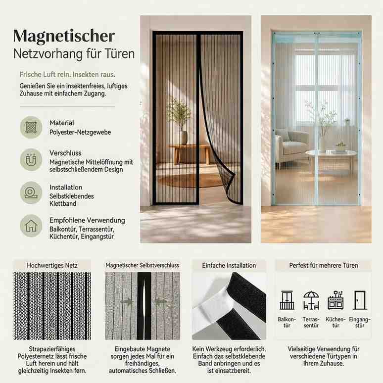 Protezione insetti per porta | Tenda magnetica