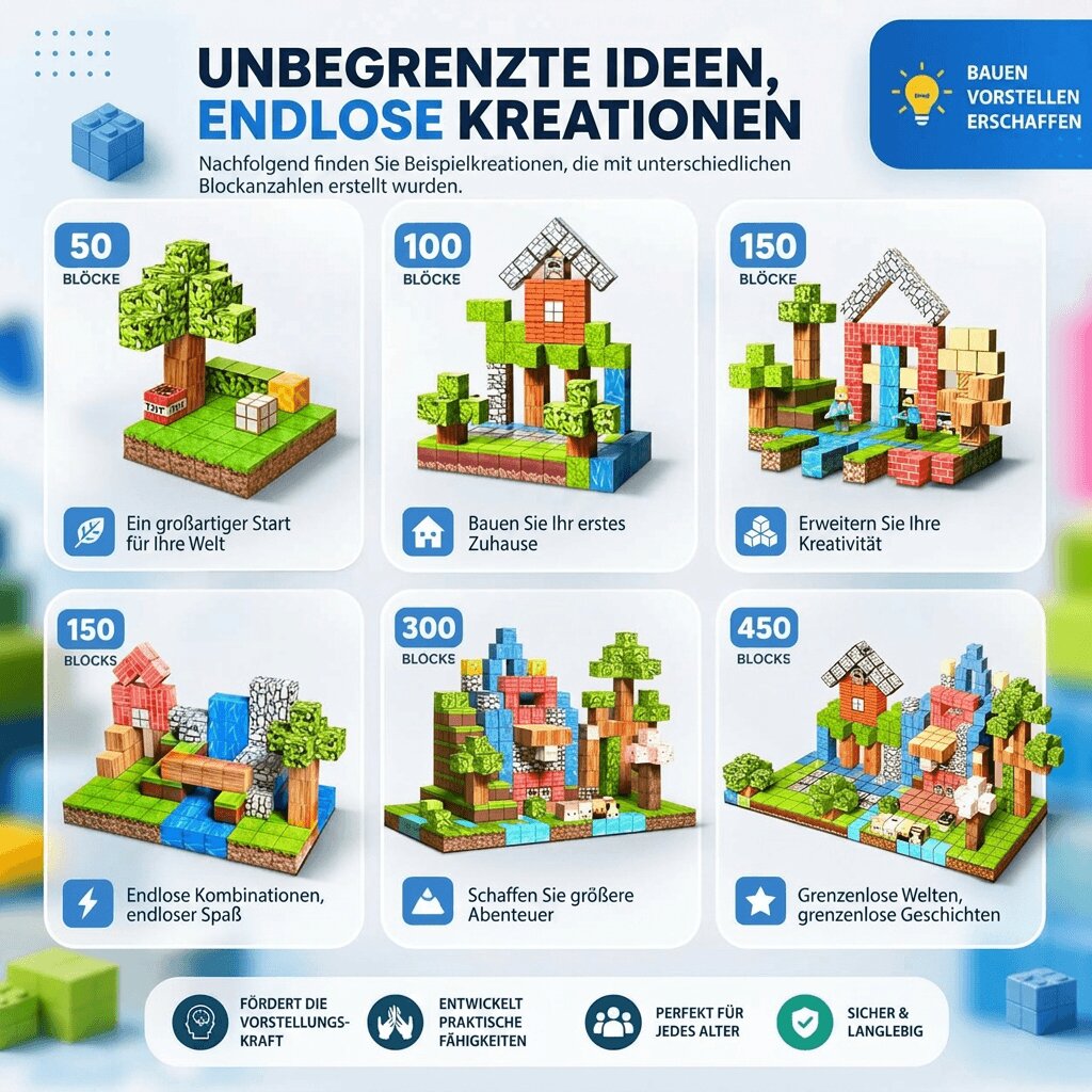 Set di mattoncini magnetici per bambini | Giocattolo di costruzione magnetico 205 pezzi | Magnetreich