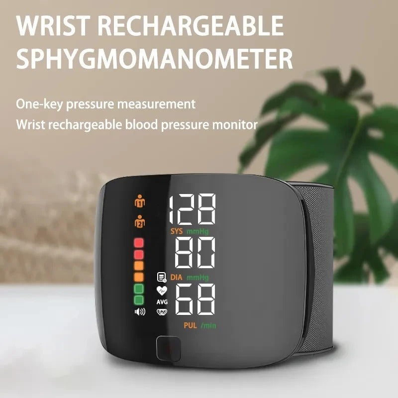 Smart monitor per la pressione sanguigna da polso – Sfigmomanometro elettronico portatile con messaggi vocali