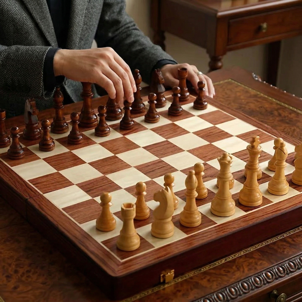 Set di Scacchi in Legno di Noce Artigianale Scacchiera Premium con Custodia Integrata