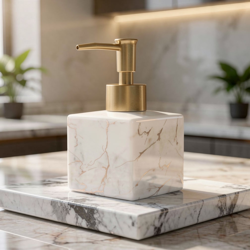 Dispenser di sapone in marmo per cucina o bagno | Marmora