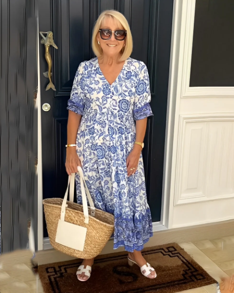 Hannah - Abito Bohemien con scollatura a V e stampa floreale