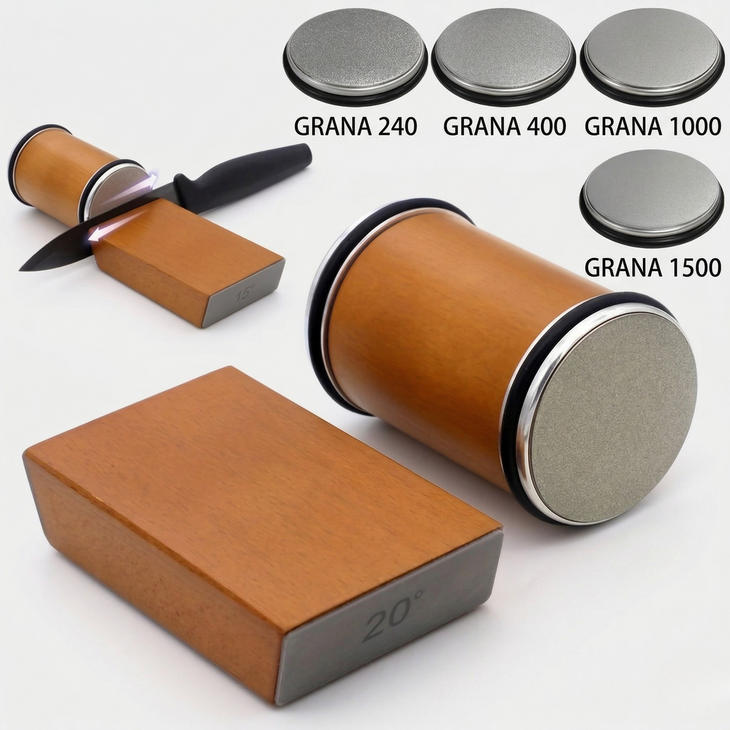 Affilacoltelli Pietra Diamantata Set Guida Angolo Magnetica