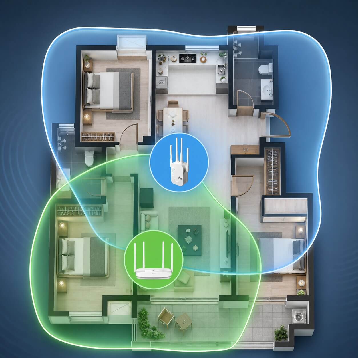Amplificatore WLAN per esterni e interni | Ripetitore WLAN Dual Band | Funkhafen