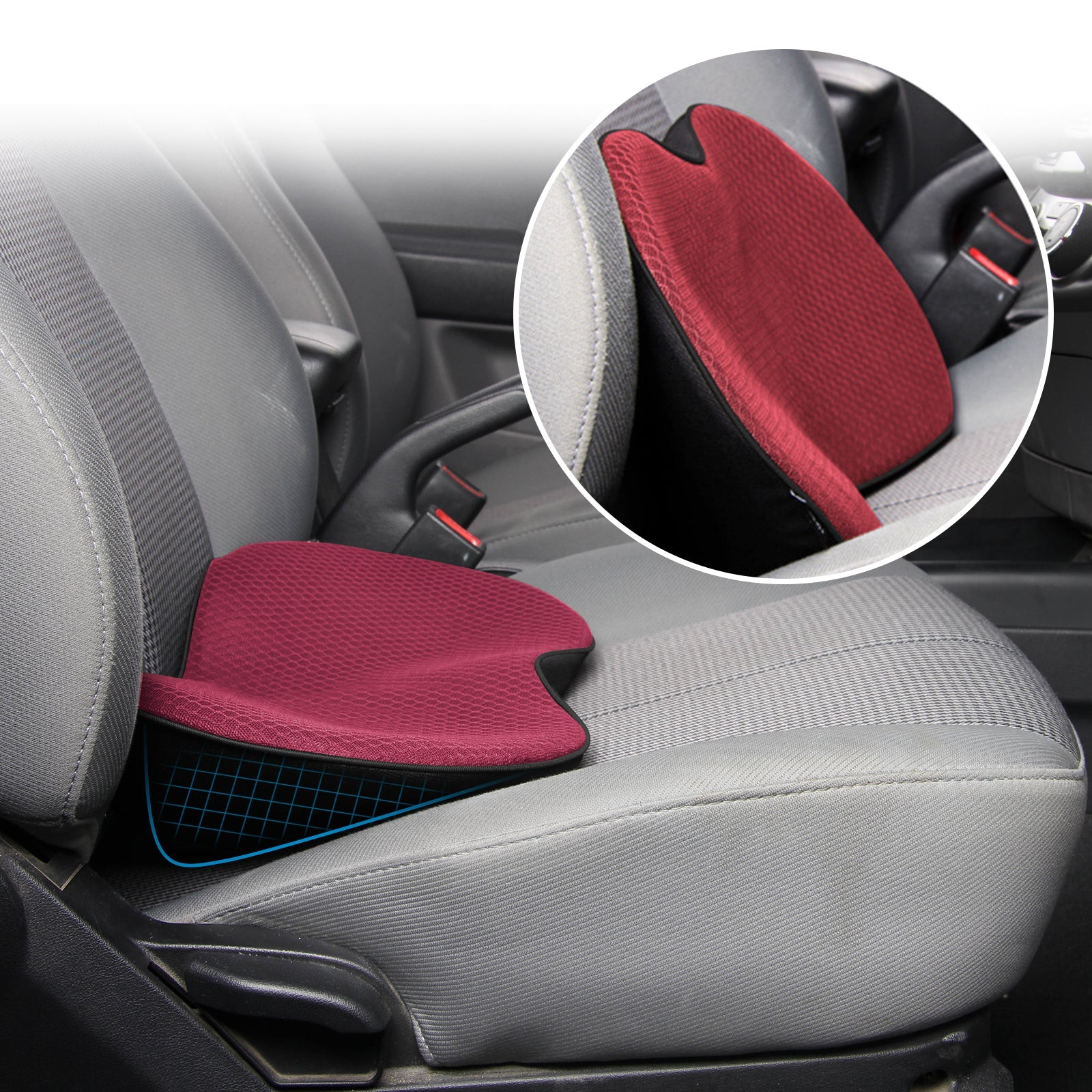 Versione Pro Cuscino Rialzato per Seggiolino Auto per Maggiore Comfort di Guida