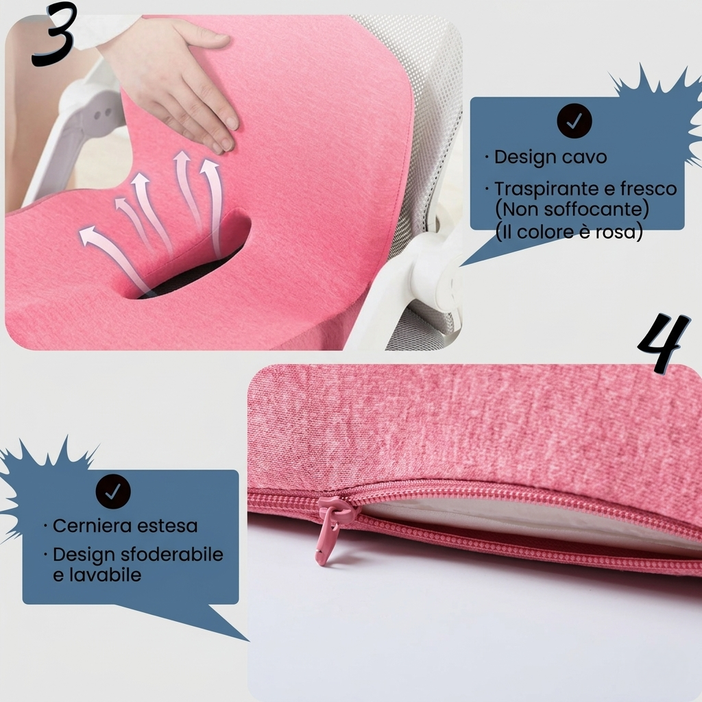 Cuscino in Memory Foam Ergonomico Supporto Seduta per Ufficio Postura e Comfort
