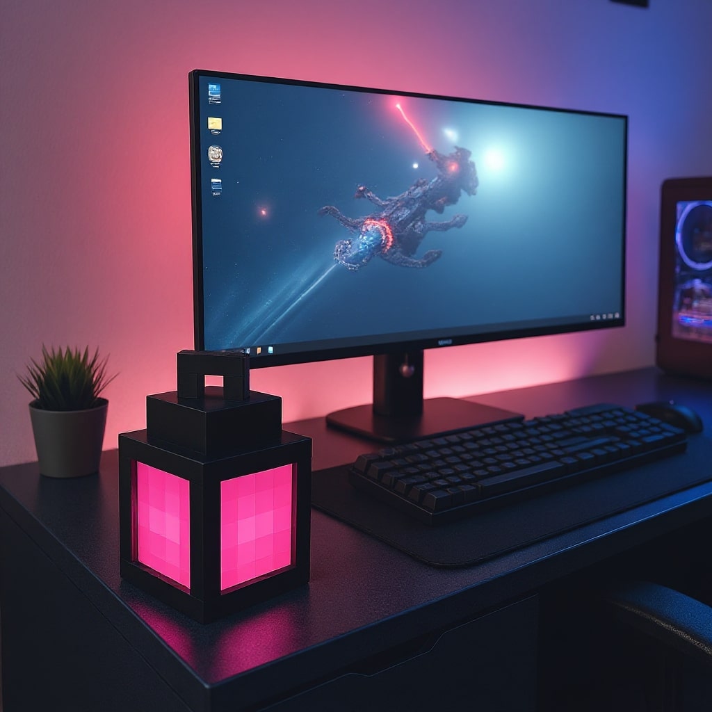 Minecraft Lampada | Lampada da Tavolo Senza Fili | Lampada da Comodino | Applique Interno | PixelLuce