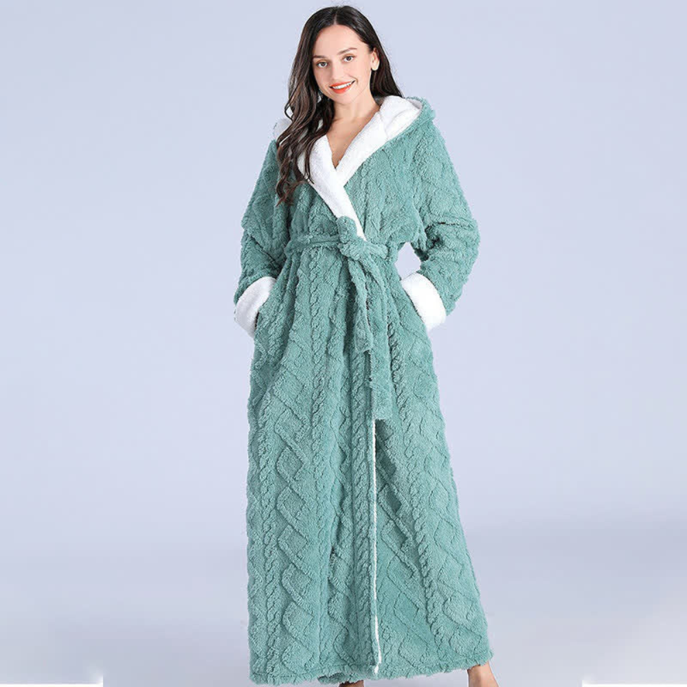 Accappatoio in peluche per donne e uomini | Accappatoio con cappuccio | Wohlina