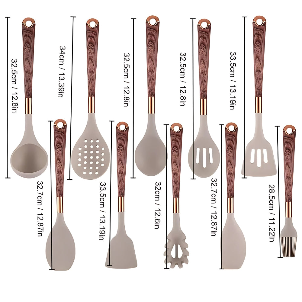 Set di Utensili da Cucina Premium | Set di Utensili da Cucina in Silicone | Utensili da Cucina 10 Pezzi | Culinora