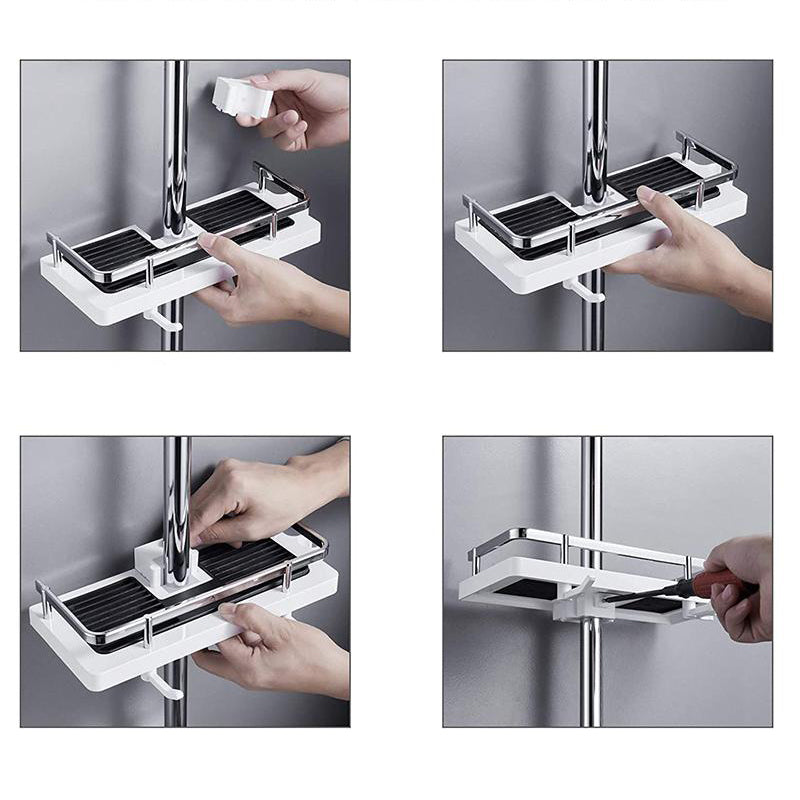 ShowerCaddy | Mensola per doccia senza forare | Supporto regolabile per barre da bagno | Inossidabile e stabile | Sistema di organizzazione per shampoo e accessori