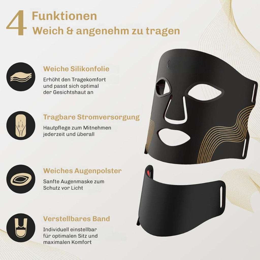 Maschera a Luce Rossa | Maschera LED per il Viso | Terapia della Luce per la Pelle | PelleGlow