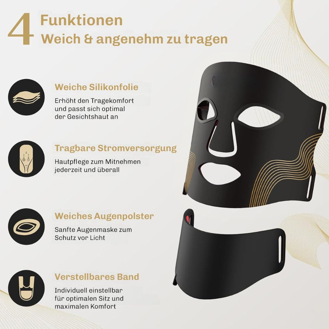 Maschera a Luce Rossa | Maschera LED per il Viso | Terapia della Luce per la Pelle | PelleGlow