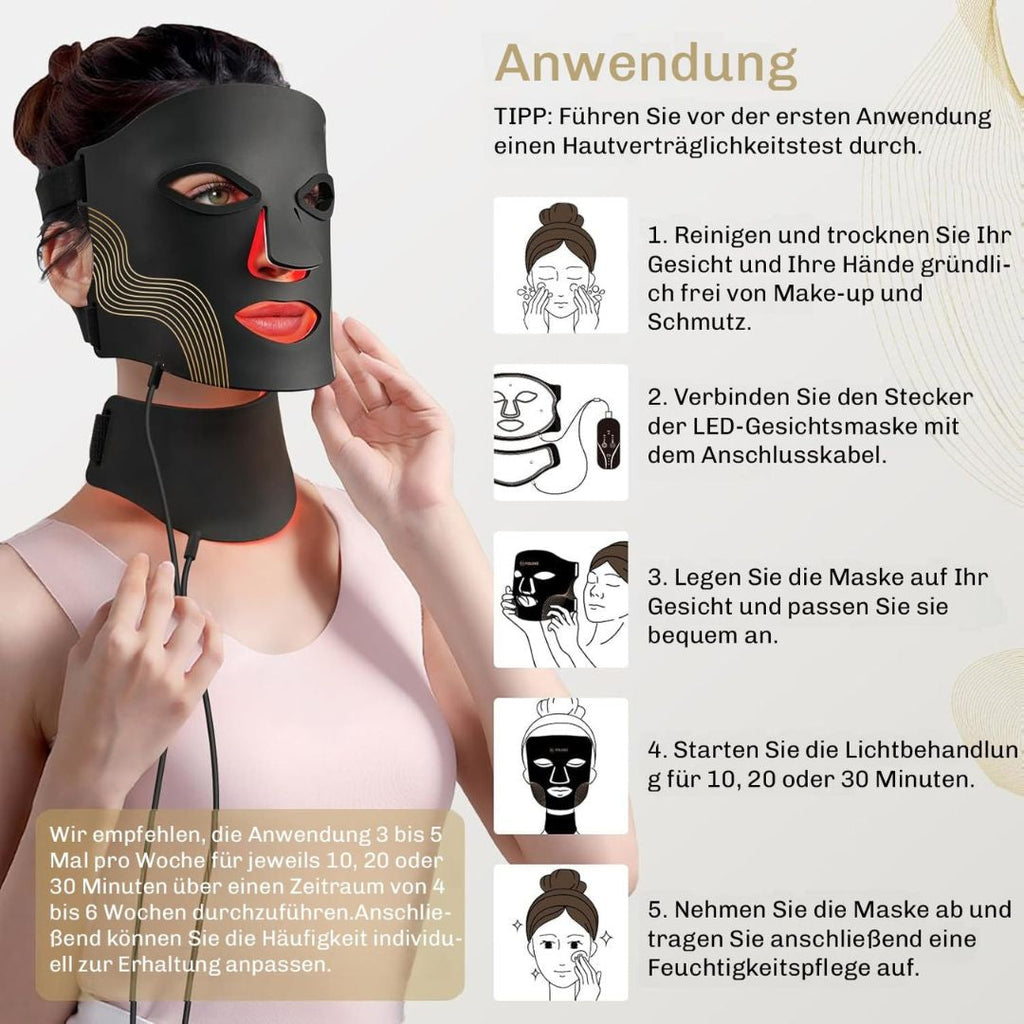 Maschera a Luce Rossa | Maschera LED per il Viso | Terapia della Luce per la Pelle | PelleGlow