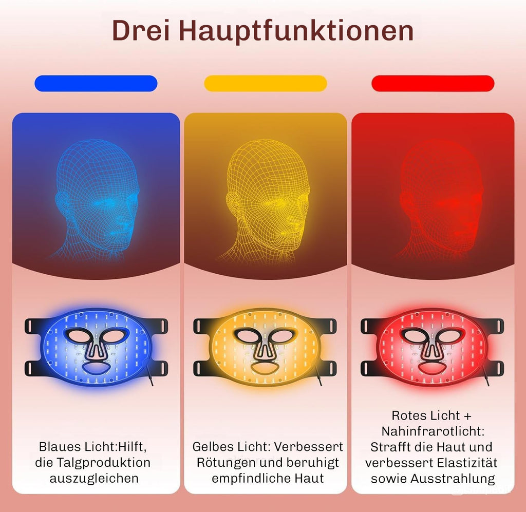 Maschera a Luce Rossa | Maschera LED per il Viso | Terapia della Luce per la Pelle | PelleGlow