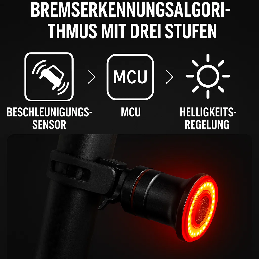 Faro posteriore e luce freno per bicicletta e bici da corsa con 6 modalità e batteria | Lumirad