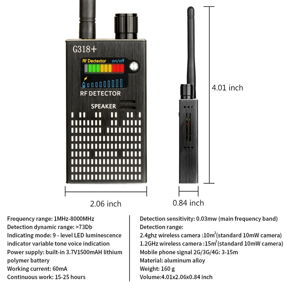Brehn | Rilevatore di segnali spia, rilevatore HF, telecamera nascosta, lente laser, trova dispositivi GSM-GPS