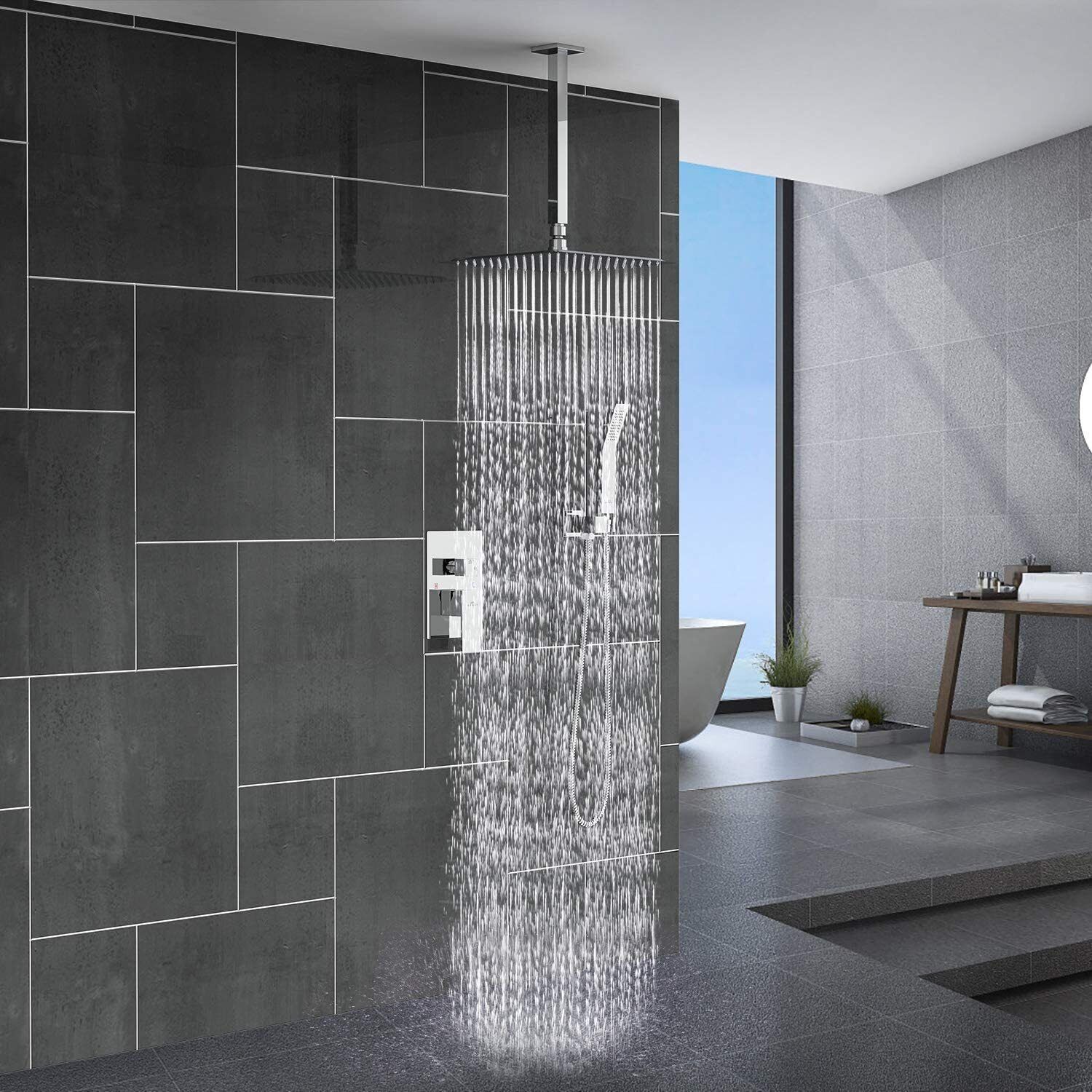 Doccia a pioggia montata a parete - Ultra Sottile - Design Elegante - Acciaio Inossidabile