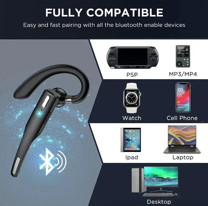 Brehn | Auricolare Trucker Dual Mic Wireless Bluetooth 5.1 con Cancellazione del Rumore