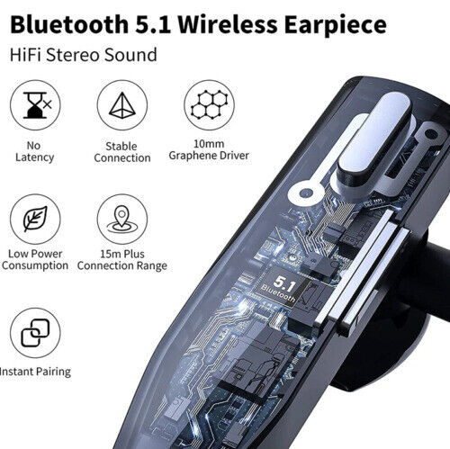 Brehn | Auricolare Trucker Dual Mic Wireless Bluetooth 5.1 con Cancellazione del Rumore