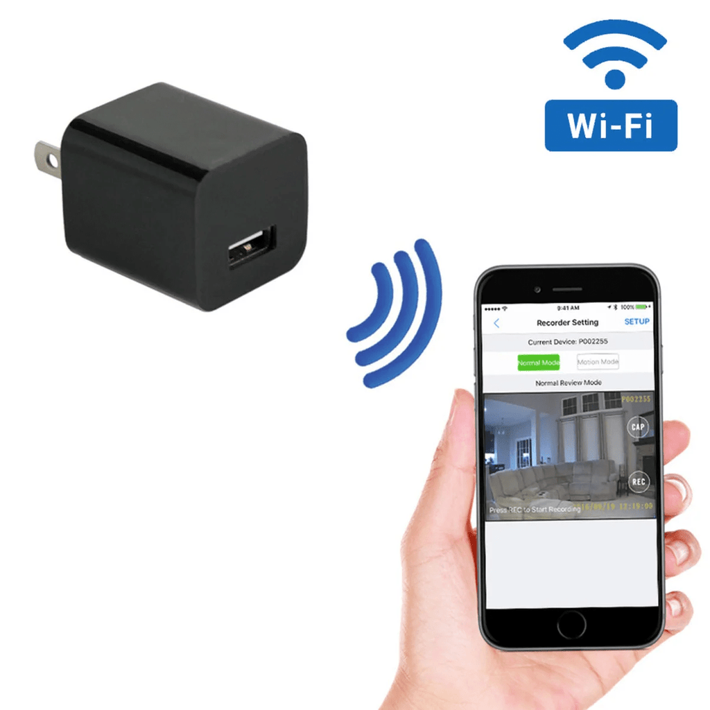 Camera Wi-Fi 1080P in Caricabatterie USB con Registrazione Attivata da Movimento