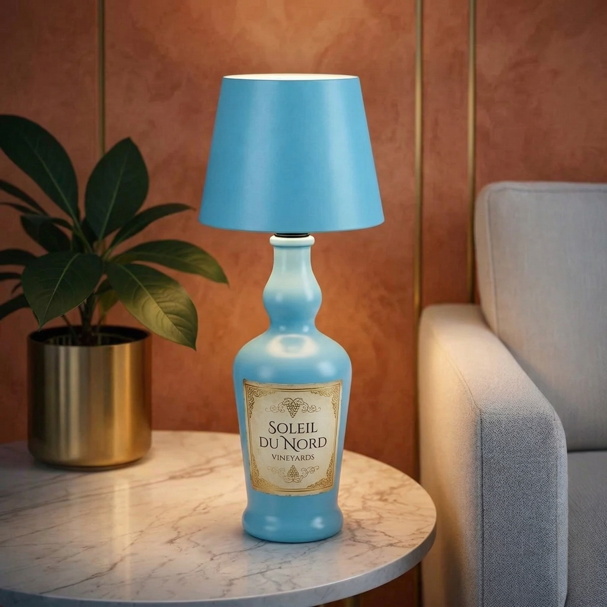 Lampada Bottiglia LED Senza Fili Ricaricabile Luce Tavolo