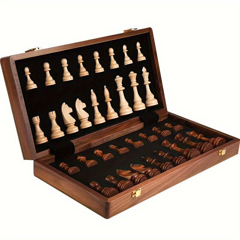 Gioco degli Scacchi in Legno | Scacchiera con Pedine | Pieghevole e Portatile | RoyalBrett