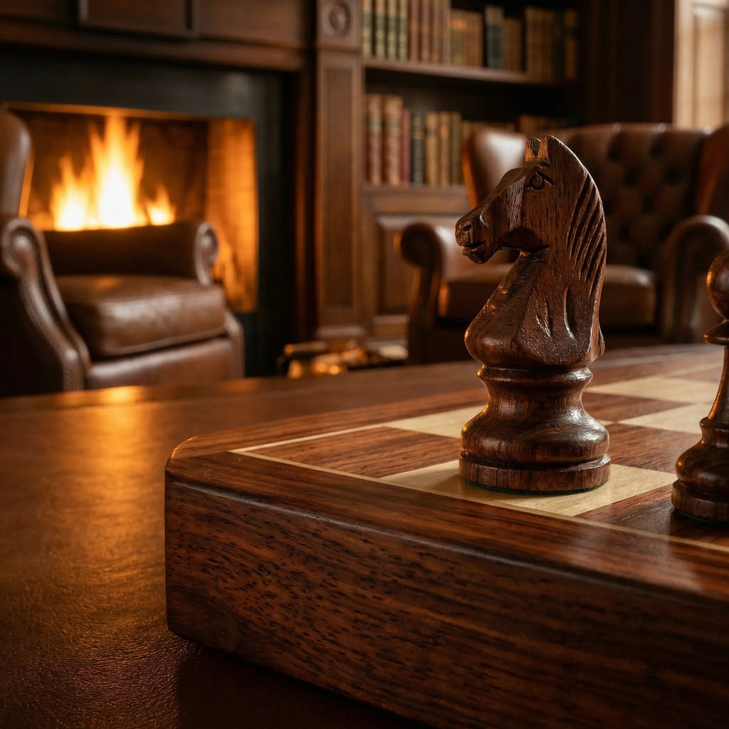 Gioco degli Scacchi in Legno | Scacchiera con Pedine | Pieghevole e Portatile | RoyalBrett