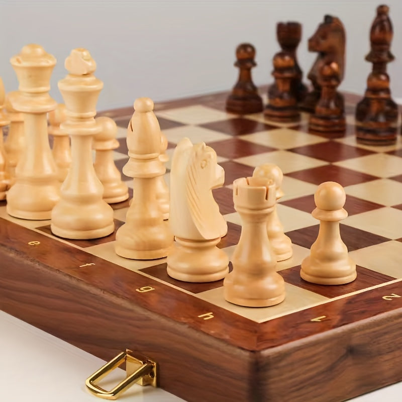 Gioco degli Scacchi in Legno | Scacchiera con Pedine | Pieghevole e Portatile | RoyalBrett