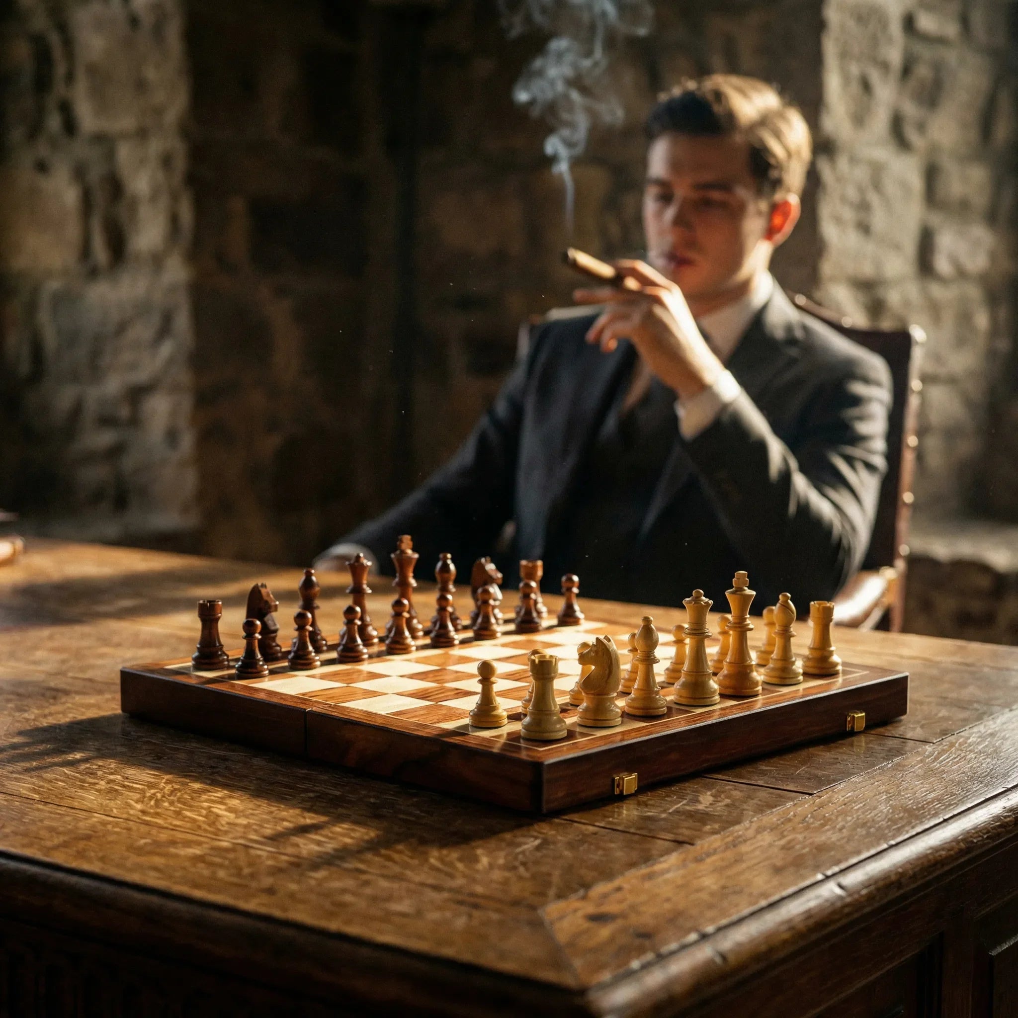 Gioco degli Scacchi in Legno | Scacchiera con Pedine | Pieghevole e Portatile | RoyalBrett