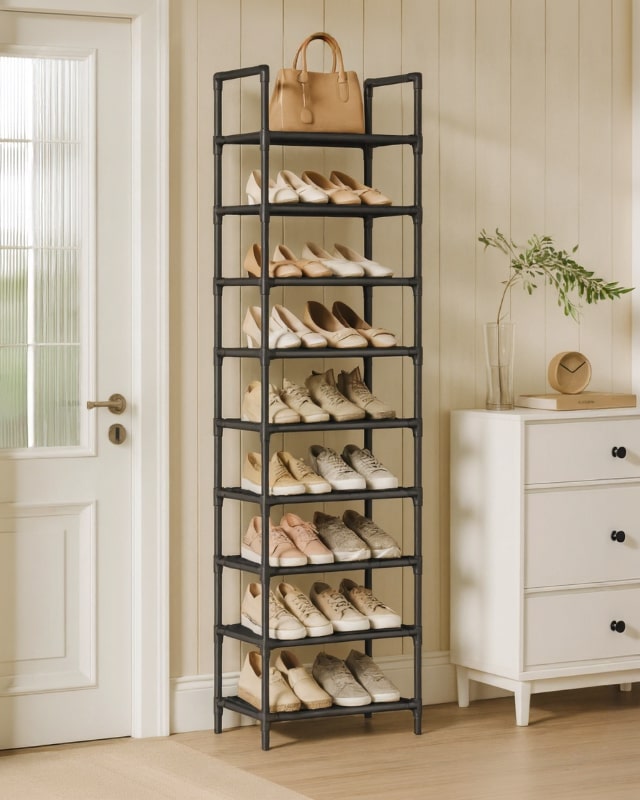 Scarpiera in metallo | Scaffale per scarpe stretto | Scaffale salvaspazio per scarpe | StahlLine