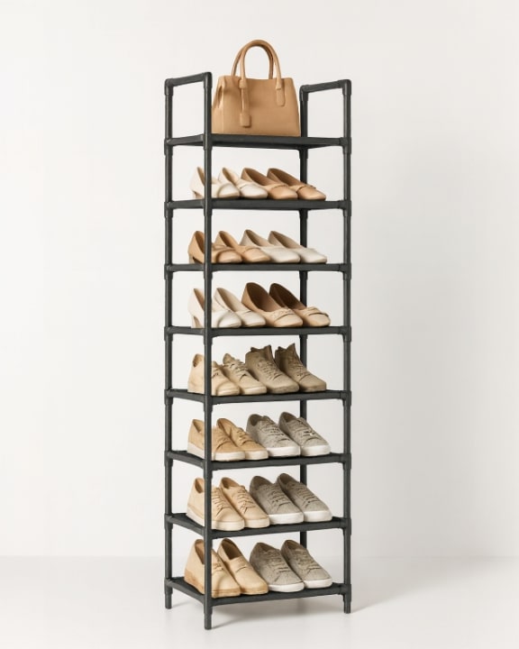 Scarpiera in metallo | Scaffale per scarpe stretto | Scaffale salvaspazio per scarpe | StahlLine
