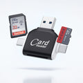 Lettore di schede SD con USB A, USB C, Micro USB e Lightning | Dispositivo di lettura schede per iPhone, Android e Laptop | Adattatore per schede SD | FlexiLink