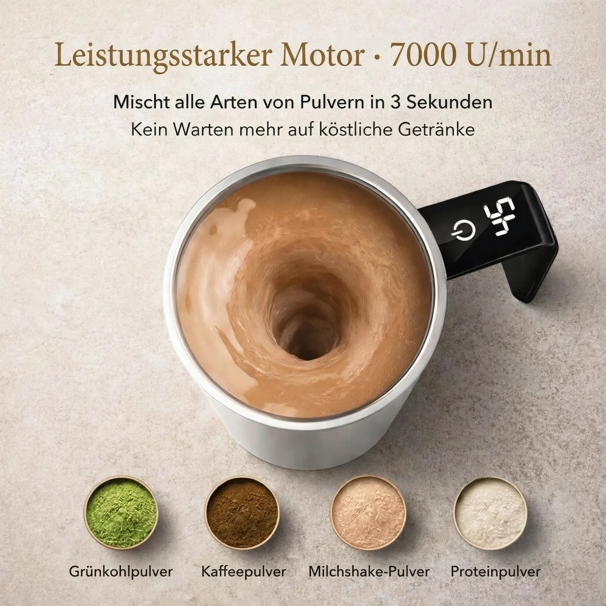 Tazza auto-mescolante con LCD e USB | Tazza automatica per caffè e altro | RührMeister